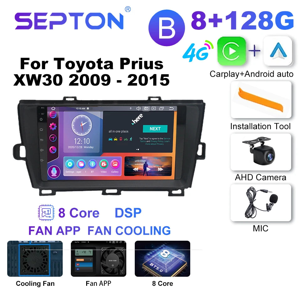 SEPTON Car Radio Stereo Audio for Toyota Prius XW30 2009 - 2015