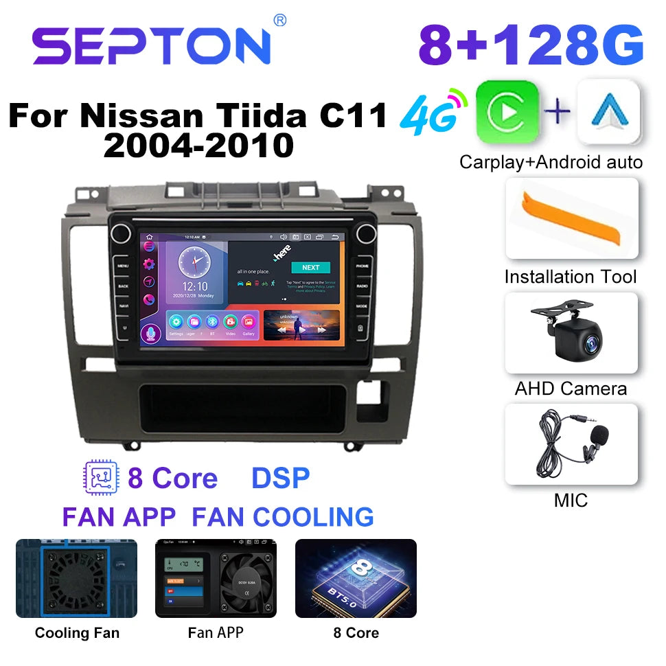 SEPTON Car Radio Stereo Audio for Nissan Tiida C11 2004-2010