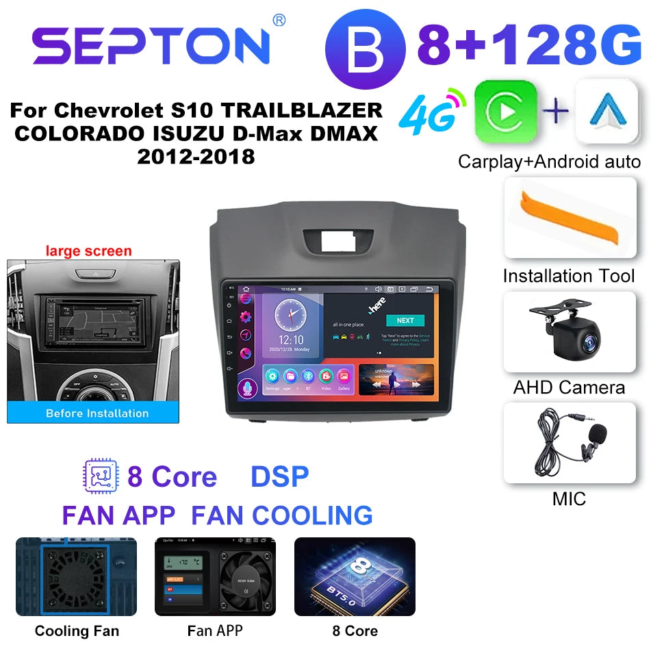 SEPTON Car Radio Stereo Audio for Chevrolet S10 TRAILBLAZER COLORADO ISUZU D-Max DMAX 2012-2018