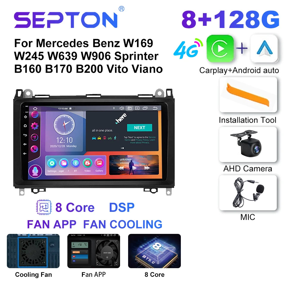 SEPTON Car Radio Stereo Audio for Mercedes Benz W169 W245 W639 W906 Sprinter B160 B170 B200 Vito Viano